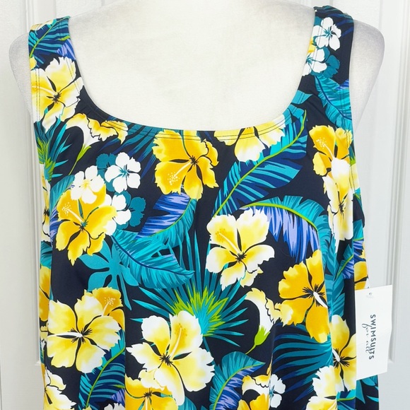 NWT Swimsuits for All Tropical Floral Print Tankini Swim Top 18 - Picture 2 of 16